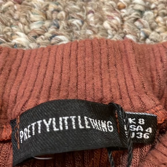 Womens Pretty Little Thing Petite Chocolate Brown Brushed Mini Skirt - Picture 7 of 8